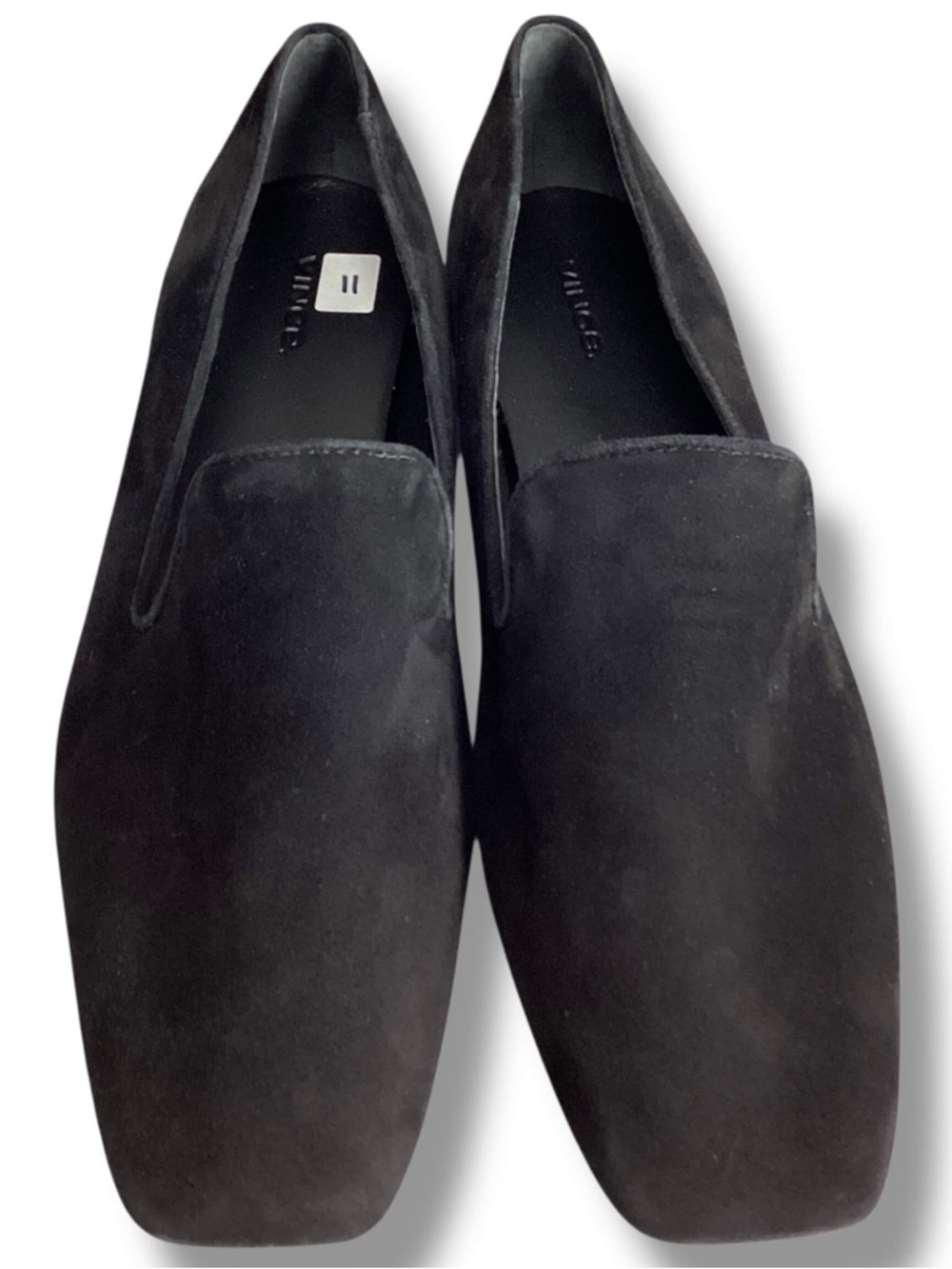 vince Black Suede Flats Loafers Slip on minimalist lightweight leather